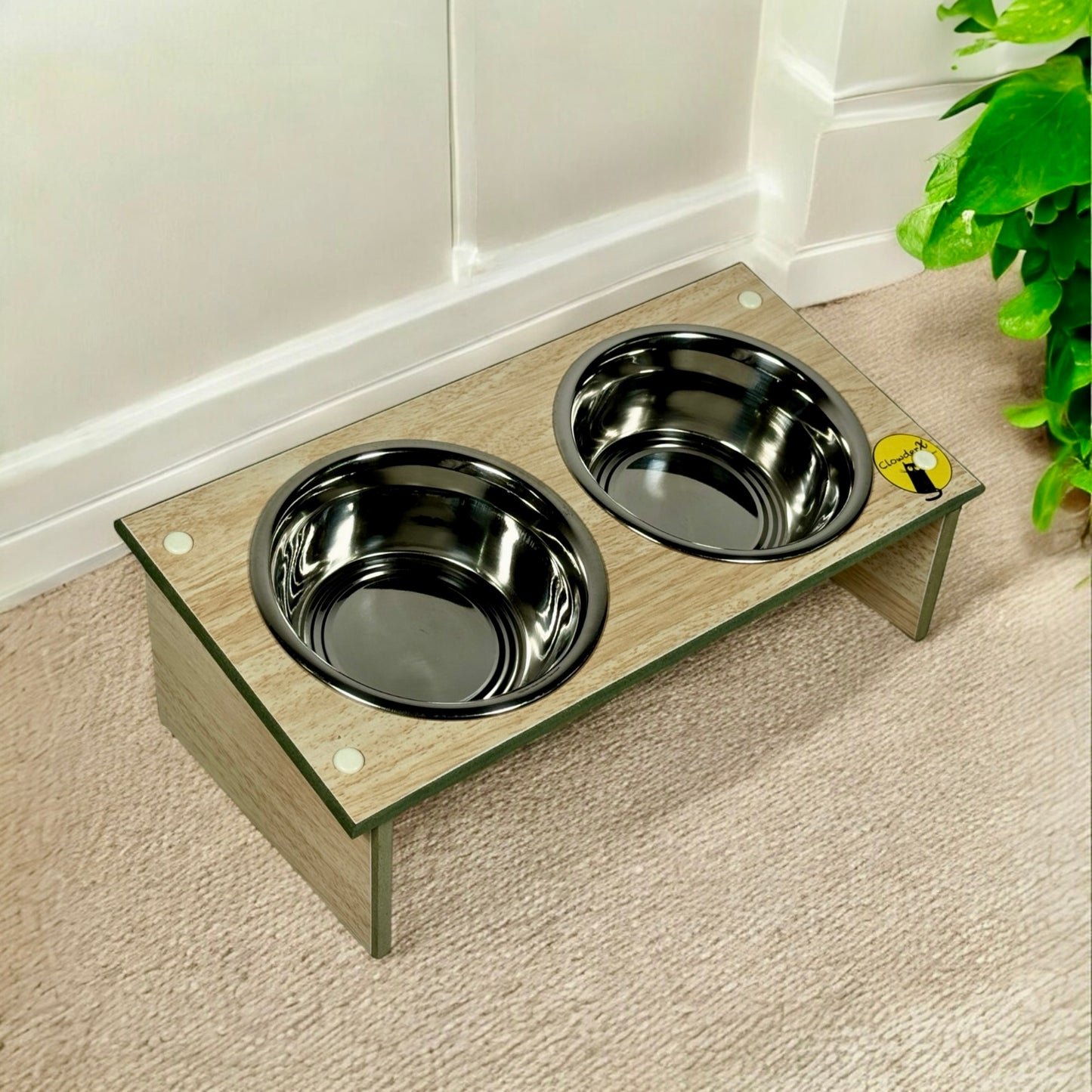 Basic Pet Feeding Bowls Stand - Double Bowls 2x500ml