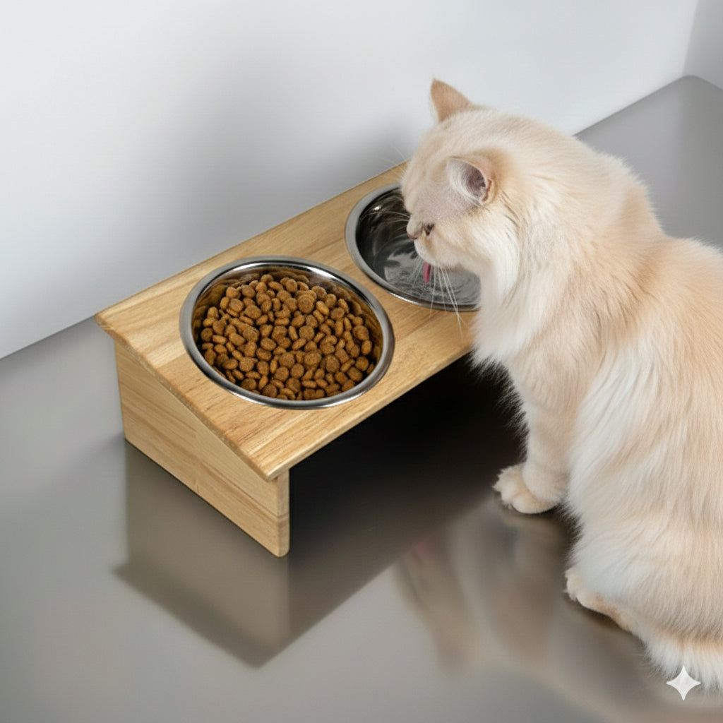 Premium Feeding Bowls Stand - Double 2 X 400 Ml