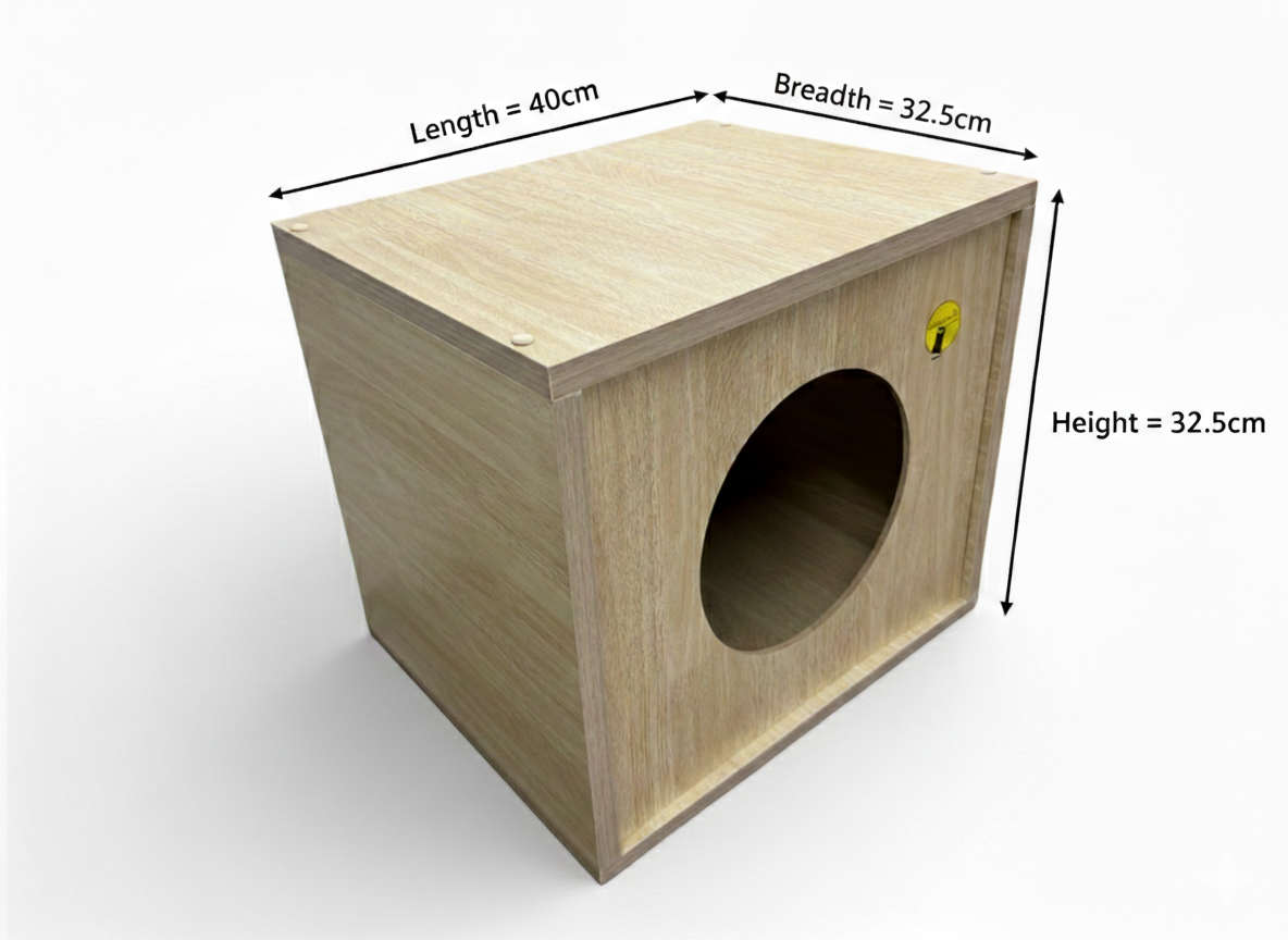 Wooden Mini Cat House | Cozy Enclosed Cat Bed & Hideout | Modern Cube Design
