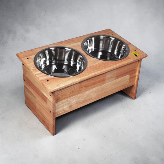 Elevated Wooden Dog Feeding Bowls Stand (2 X 1500 ml) - Large