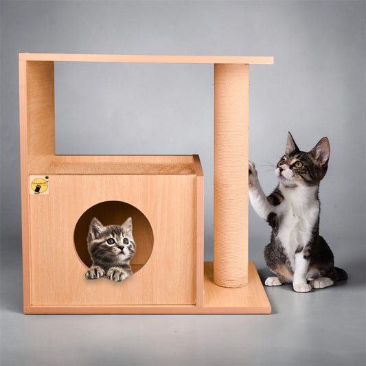 Cat Tree House with Scratching Post | Convertible Bedside Table